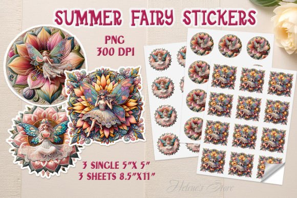 Download Cute Fairy on Flower Printable Stickers - Stickers Collection