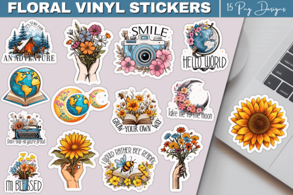 Download Floral Vinyl Printable Stickers Bundle - Stickers Collection