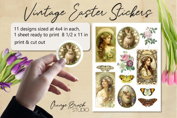Download Vintage Easter Stickers Printable PNG - Stickers Collection