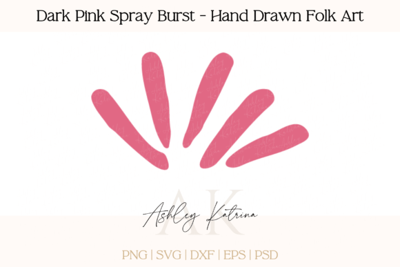 Download Dark Pink Spray Burst-HandDrawn Folk Art - Dark pink Collection