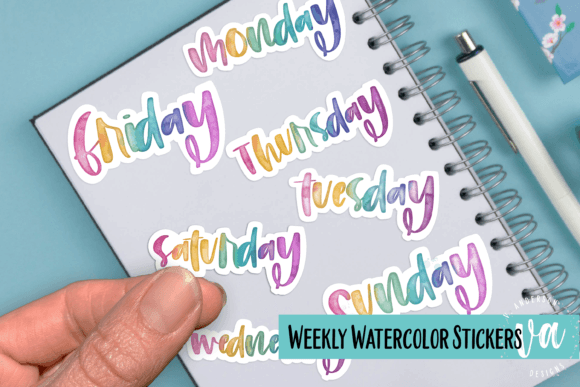 Download Watercolor Days of the Week Stickers - Stickers Collection