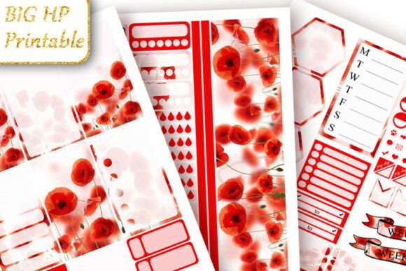 Download Big Happy Planner Stickers Red Poppies - Stickers Collection