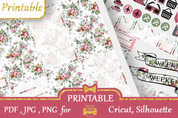 Download Floral Planner Stickers Pink Green Print - Stickers Collection