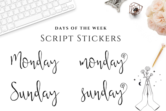 Download Script Days of the Week Stickers - Stickers Collection