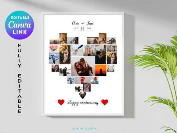 Download Editable Heart Photo Collage Template - Collage Collection
