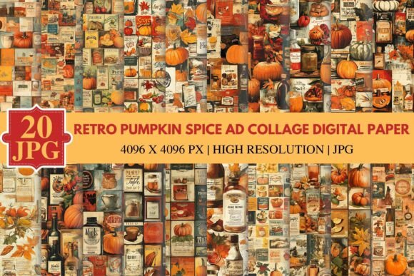 Download Retro Pumpkin Spice Ad Collage Digital P - Collage Collection