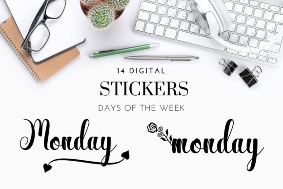 Download Black Days of the Week Script Stickers - Stickers Collection