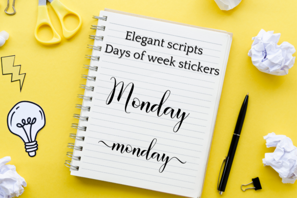 Download Black Days of the Week Script Stickers - Stickers Collection