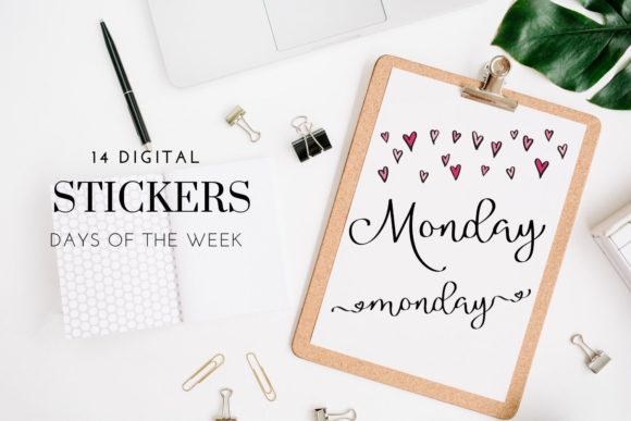 Download Black Days of the Week Script Stickers - Stickers Collection