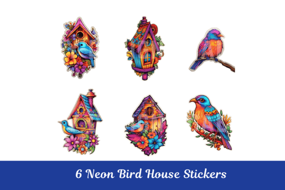 Download Neon Bird House Stickers Fussy Cuts - Stickers Collection