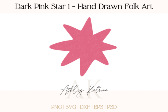 Download Dark Pink Star 1 - Hand Drawn Folk Art - Dark pink Collection