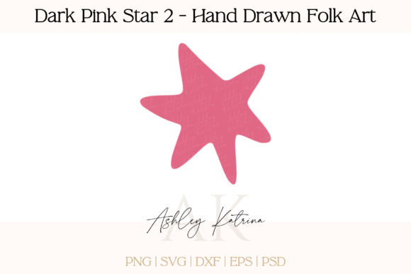 Download Dark Pink Star 2 - Hand Drawn Folk Art - Dark pink Collection