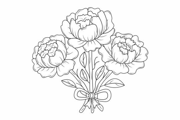 Download Three Black Line Peonies - Premium Resources