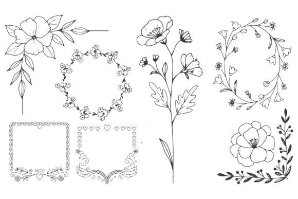 Download Set of Elegant Black Line Art Frames - Black line Collection