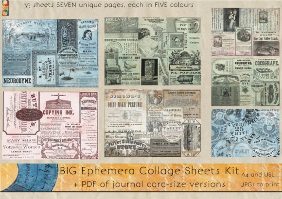 Download Big Ephemera Collage Sheets Set - Collage Collection