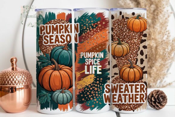Download Autumn Pumpkin Glitter Collage Tumbler - Collage Collection