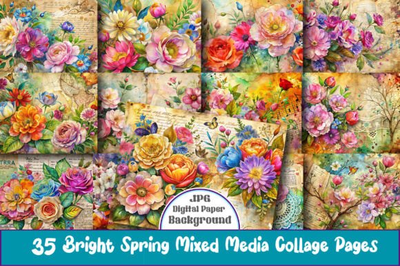 Download Bright Spring Mixed Media Collage Pages - Collage Collection